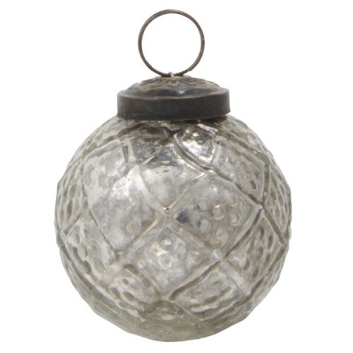 Bombka ornament srebrna diamond pattern Ib Laursen