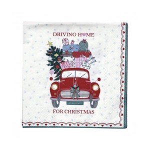Serwetki Christmas Car Red Green Gate