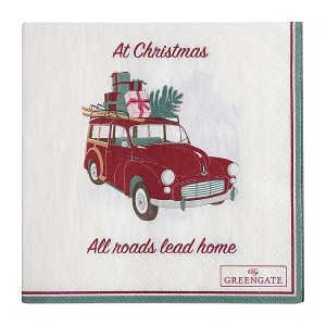 Serwetki Papierowe Christmas Car White Small Green Gate