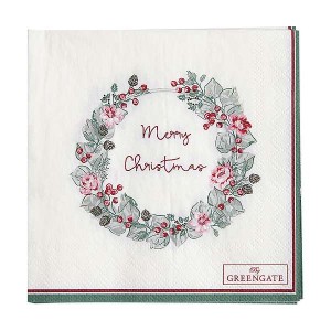 Serwetki Papierowe Merry Christmas White Small Green Gate